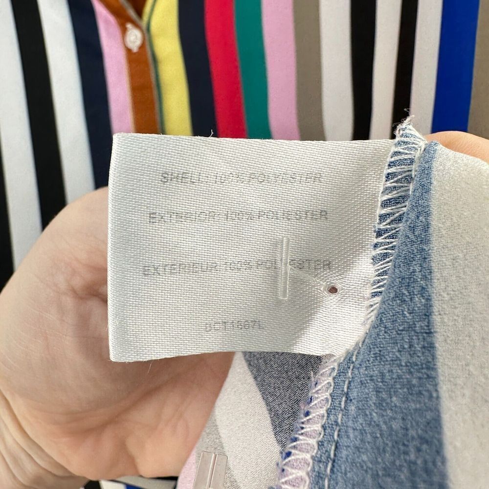 Lena Gabrielle Top Womens M Multi Color Striped High Low Office Contemporary - Picture 6 of 9